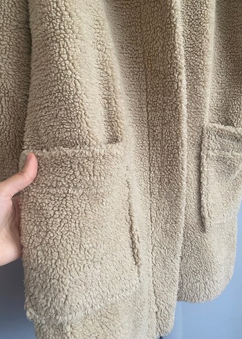 Bej Kadın Midi Peluş Kaban - Görsel 4