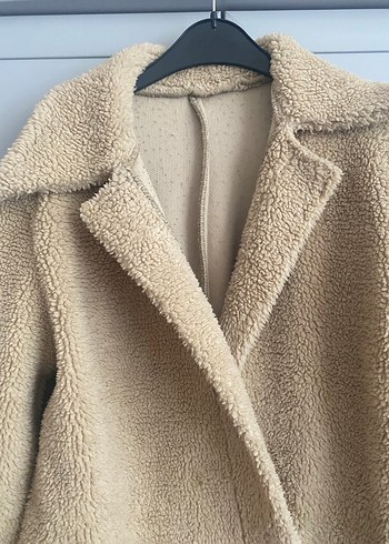 Bej Kadın Midi Peluş Kaban - Görsel 3