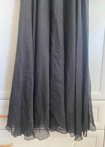 Uzun Siyah Gotik Drape Detaylı Elbise - Görsel 3