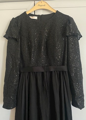 Uzun Siyah Gotik Drape Detaylı Elbise - Görsel 2