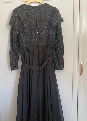 Uzun Siyah Gotik Drape Detaylı Elbise - Görsel 5