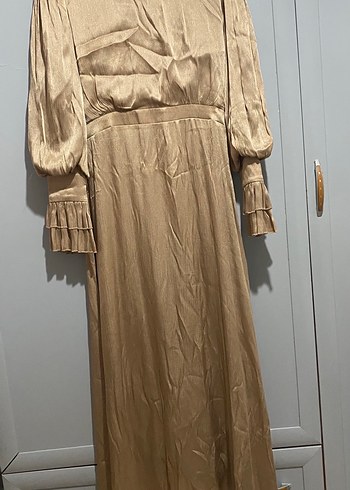 Bej Parıltılı Uzun Elbise - Görsel 2