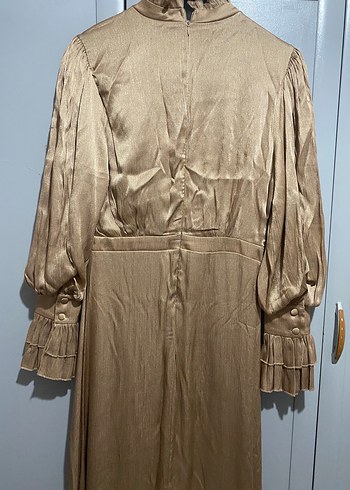 Bej Parıltılı Uzun Elbise - Görsel 5