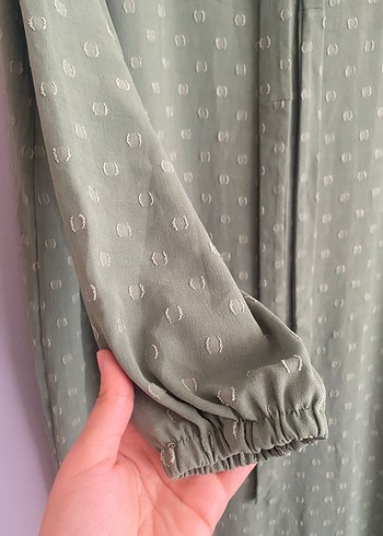 Yeşil Uzun Kollu Uzun Elbise - Görsel 3