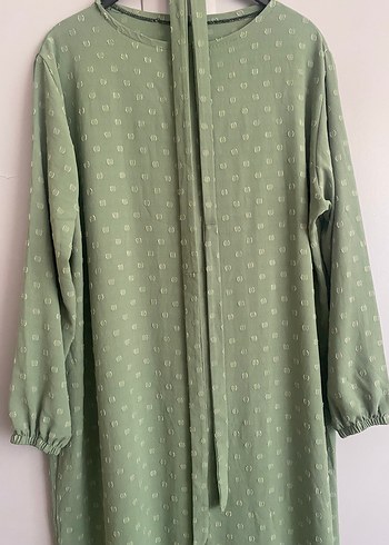 Yeşil Uzun Kollu Uzun Elbise - Görsel 2