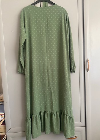 Yeşil Uzun Kollu Uzun Elbise - Görsel 6