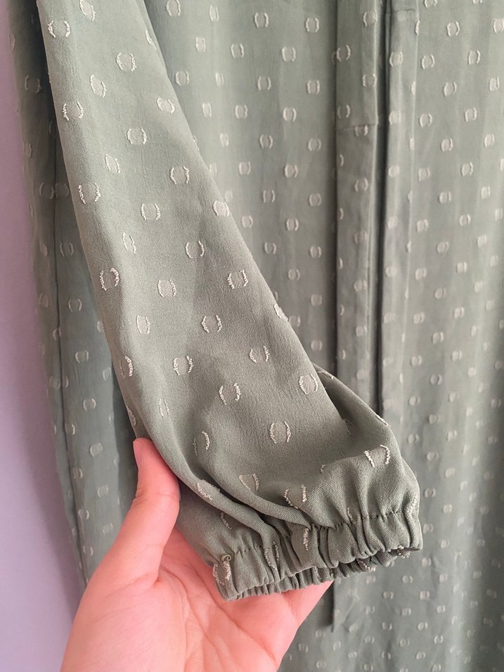 Yeşil Uzun Kollu Uzun Elbise - Görsel 3