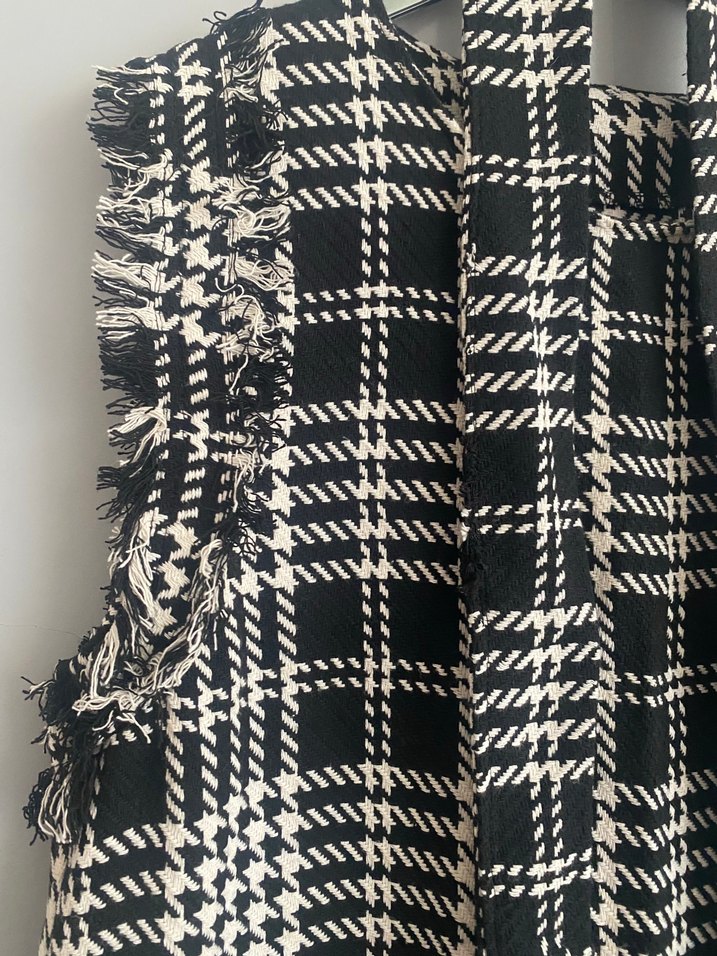 Ekose Desenli Uzun Kadın Yelek - Görsel 3