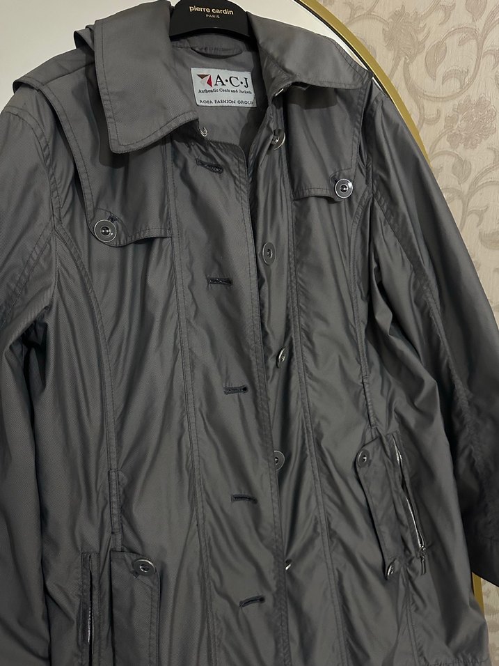 Düğmeli Gri Midi Kadın Ceket - Görsel 3