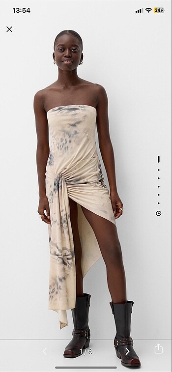 Batik desenli elbise bershka