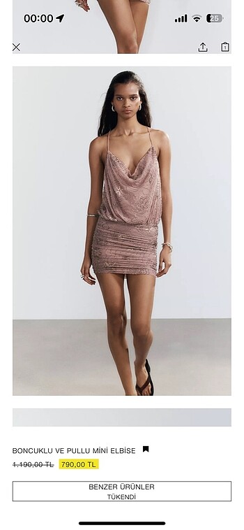 Zara Boncuklu ve pullu mini elbise
