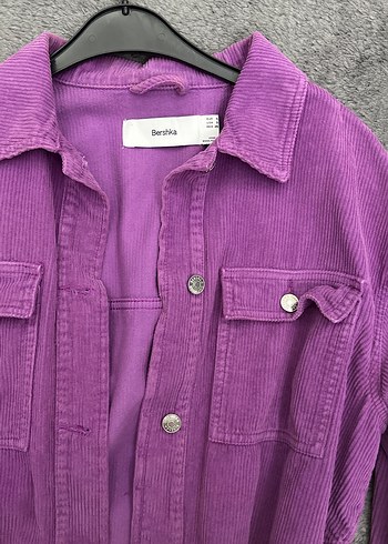 Mor Düğmeli Kadın Mini Ceket - Görsel 2