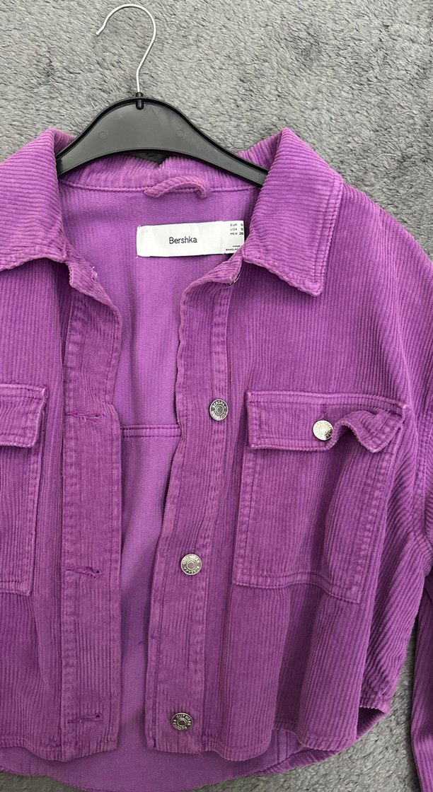 Mor Düğmeli Kadın Mini Ceket - Görsel 2