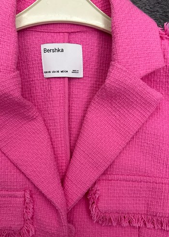 Pembe Mini Kısa Kollu Kadın Blazer - Görsel 2