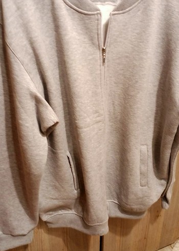 Gri Fermuarlı Sweatshirt