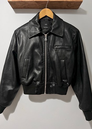 xs Beden Kadın Siyah Deri Biker Ceket