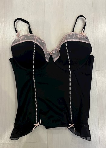Vintage Dantel Detaylı Siyah Korse