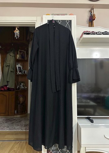 m Beden siyah Renk Uzun Kollu Siyah Kemerli Uzun Elbise
