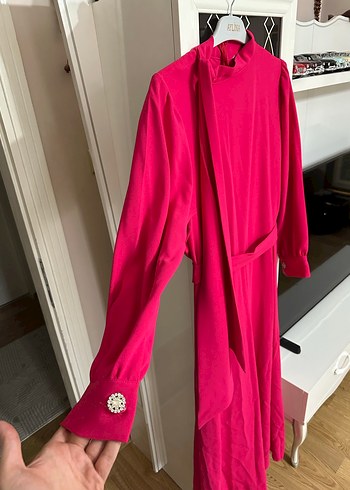 Pembe Uzun Kollu Drapeli Uzun tulum  - Görsel 3