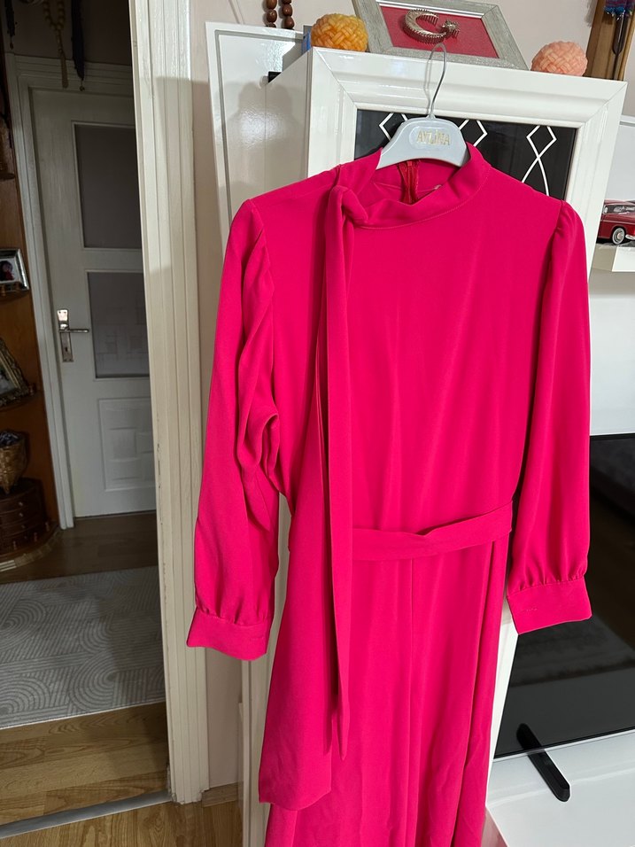 Pembe Uzun Kollu Drapeli Uzun tulum  - Görsel 4