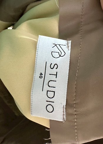 Bej Deri Uzun Etek Kemerli - Görsel 4