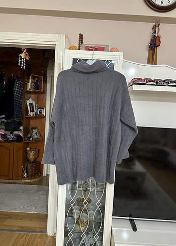 Gri Örgü Boğazlı Kadın Kazak - Görsel 2