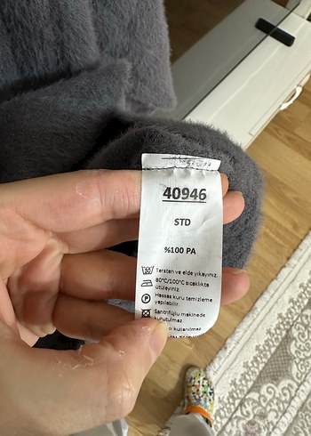 Gri Örgü Boğazlı Kadın Kazak - Görsel 4