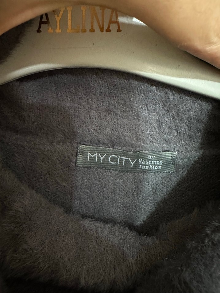 Gri Örgü Boğazlı Kadın Kazak - Görsel 3