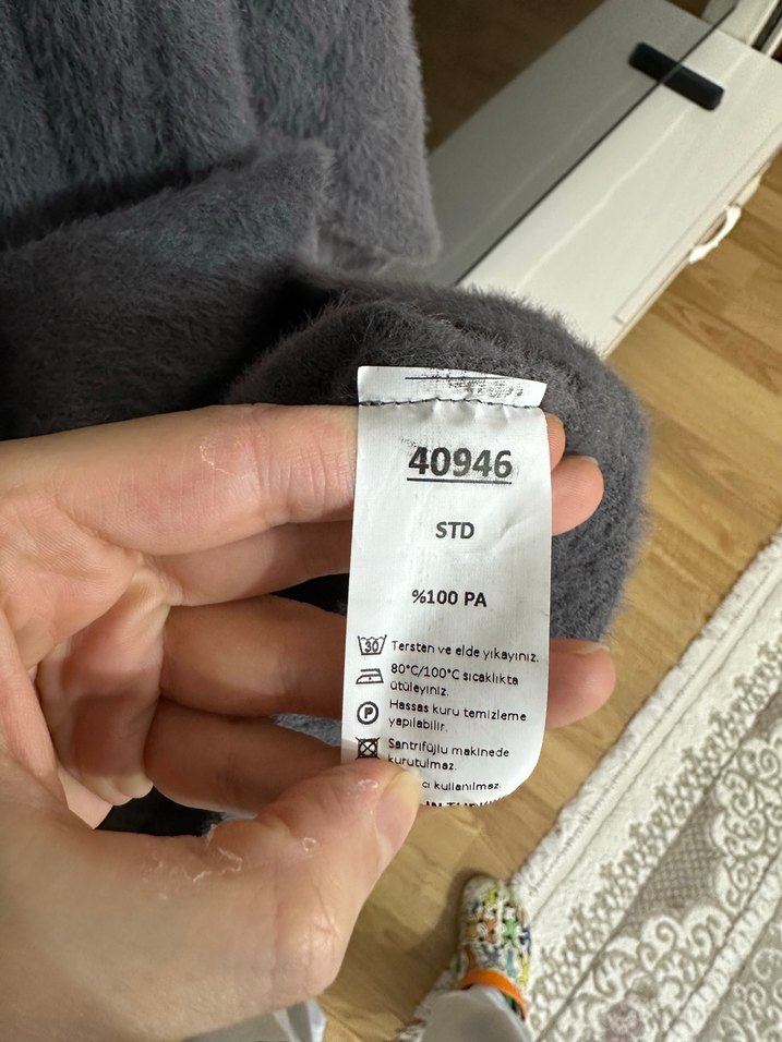 Gri Örgü Boğazlı Kadın Kazak - Görsel 4