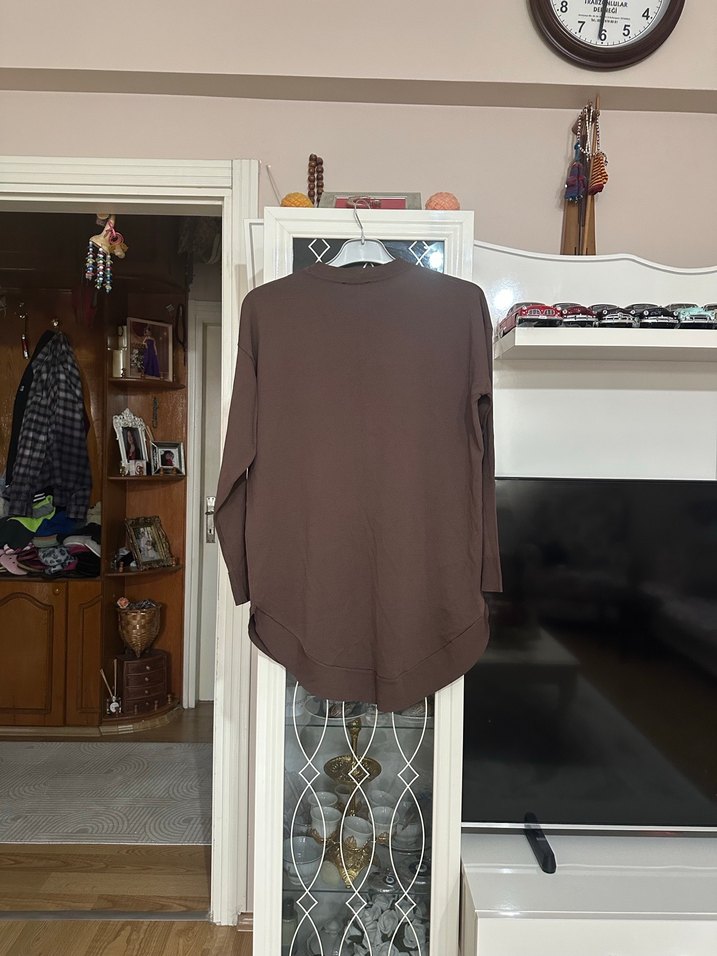 Kahverengi Salaş Kadın Sweatshirt - Görsel 2