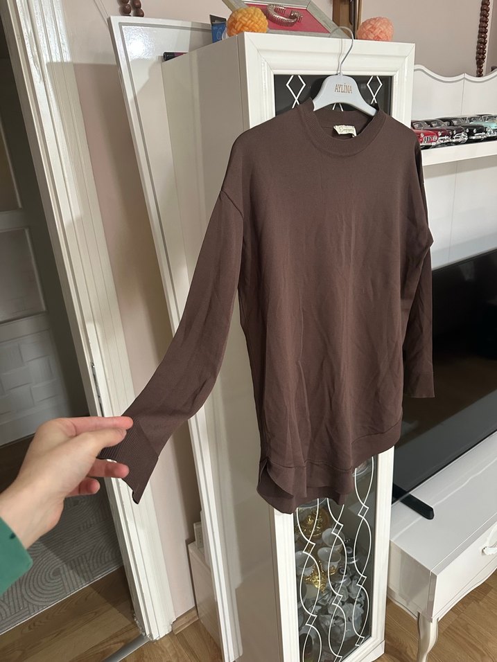 Kahverengi Salaş Kadın Sweatshirt - Görsel 3