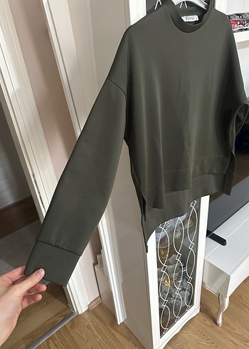 Kadın Salaş Kesim Haki Sweatshirt - Görsel 3