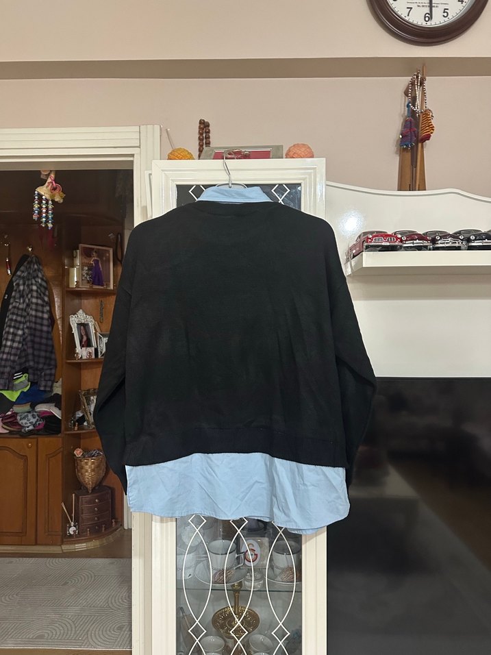 Düğmeli Siyah Kadın Uzun Kollu Triko - Görsel 2