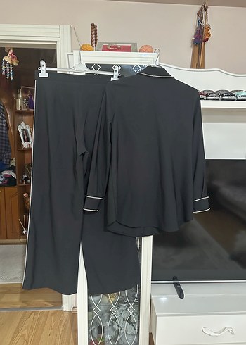 Düğmeli Siyah Kadın Uzun Takım Elbise - Görsel 2