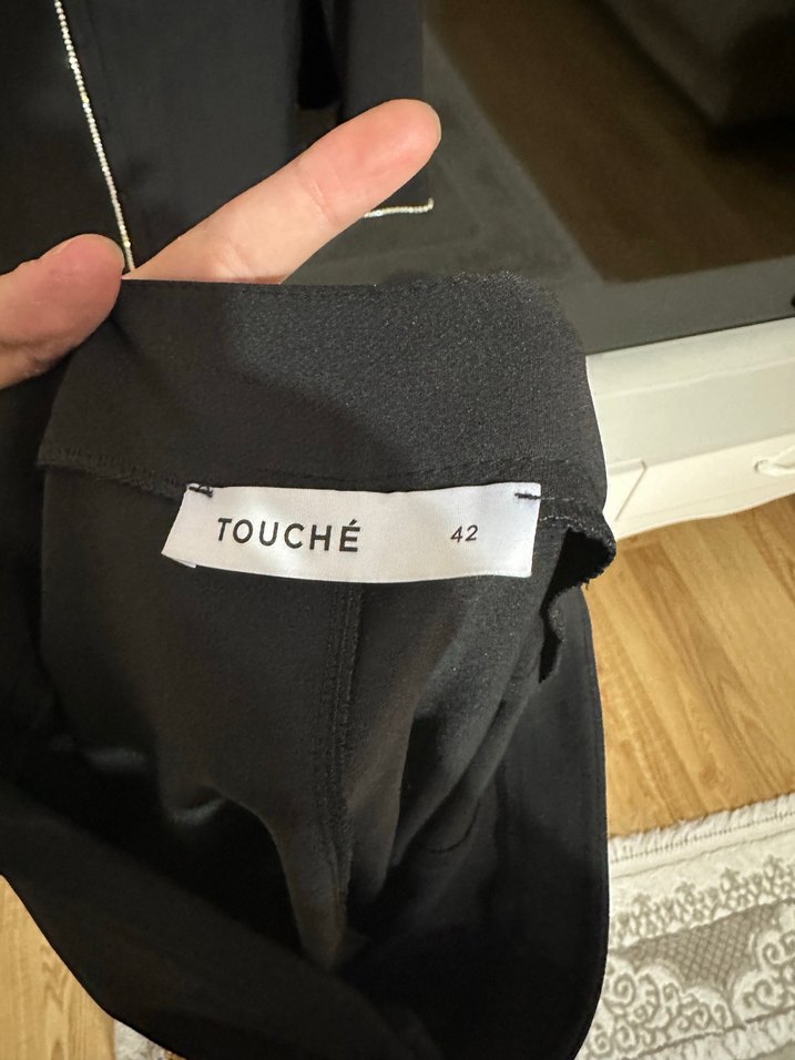 Düğmeli Siyah Kadın Uzun Takım Elbise - Görsel 4