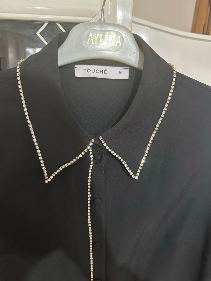 Düğmeli Siyah Kadın Uzun Takım Elbise - Görsel 3