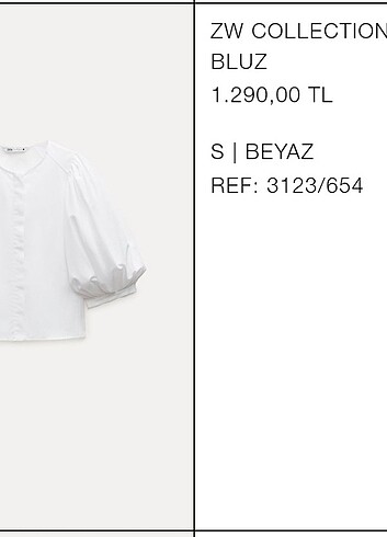 Zara Gömlek ZW COLLECTION POPLİN BLUZ