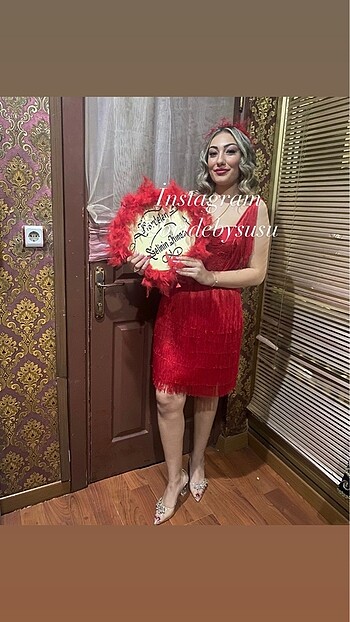 m Beden After parti kına elbisesi püsküllü