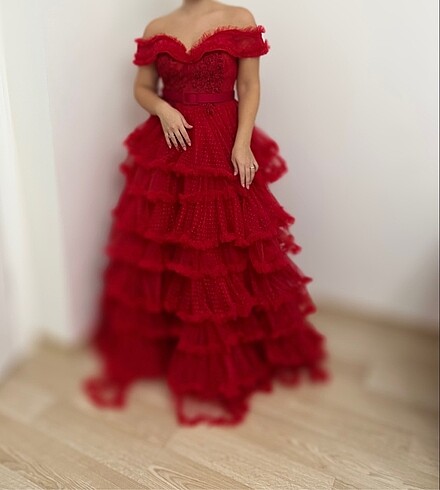 Tasarımcı Ns sposa nova kırmızı kına elbisesi kınalık kat kat abiye
