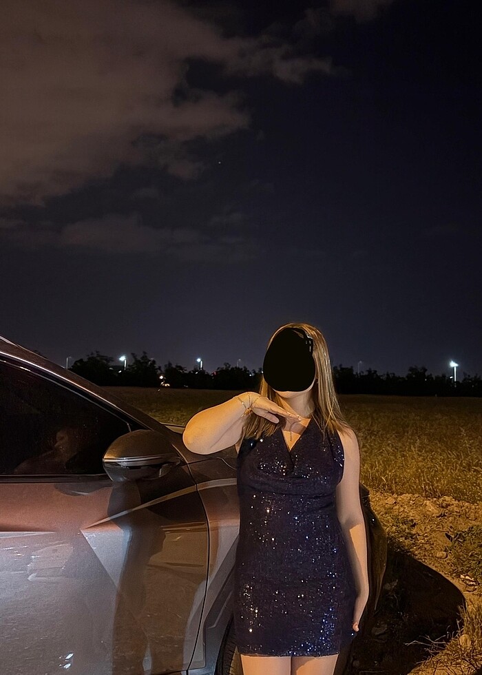 Lacivert payetli sırt dekolteli abiye elbise - Görsel 3