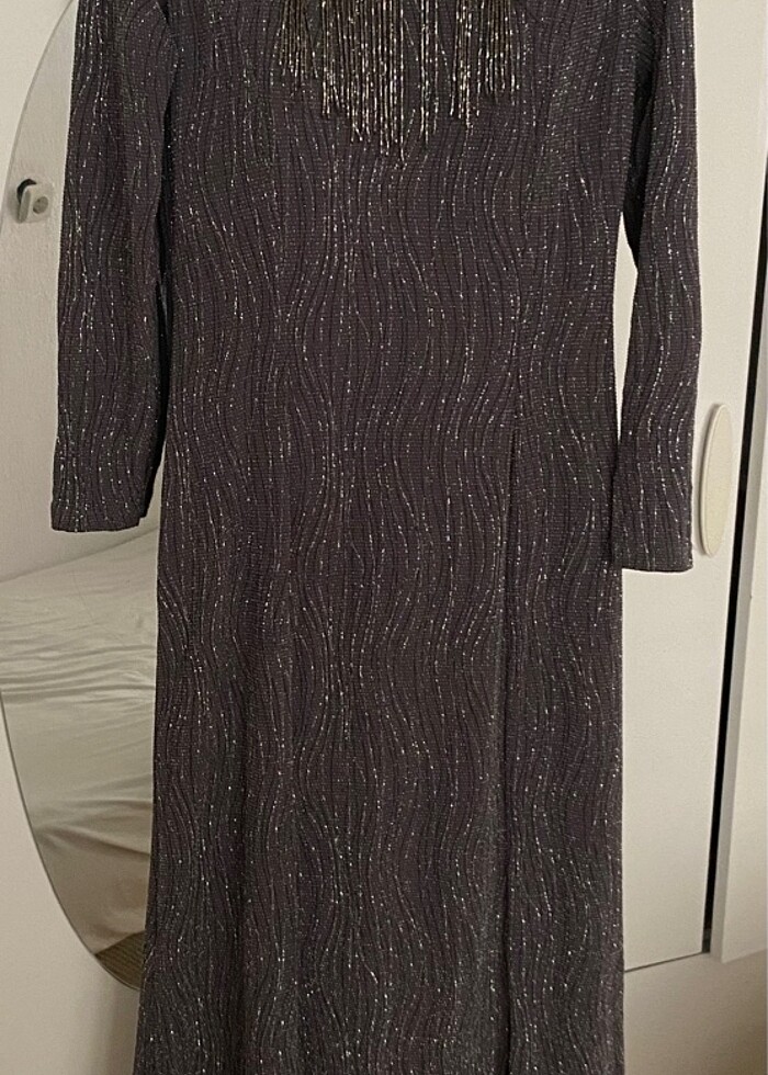 Simli taşlı tesettür abiye - Görsel 2