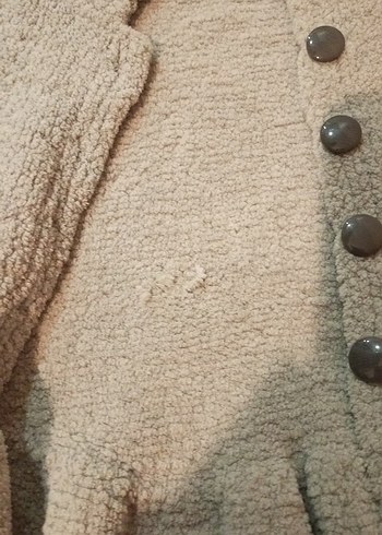 Düğmeli Bej Mini Yün Çocuk Hırka - Görsel 2