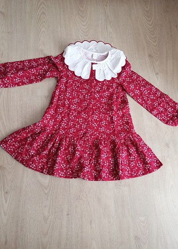 7/8 yaş Bordo Çiçekli Uzun Kollu Kız Elbisesi - Görsel 4