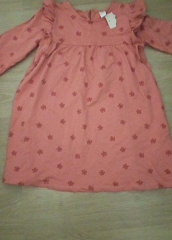 7/8 yaş Kız Çocuk Pembe Fırfırlı Uzun Kollu Elbise - Görsel 2