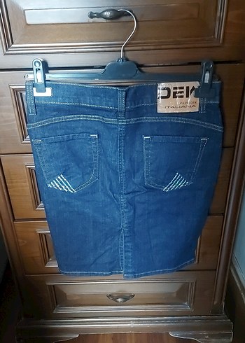 Kemerli Koyu Lacivert Mini Kot Etek - Görsel 2