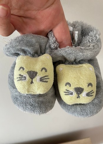 LC Waikiki Sevimli Kedi Desenli Gri Bebek Patikleri