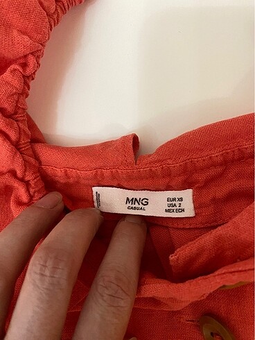 xs Beden turuncu Renk Mango keten elbise