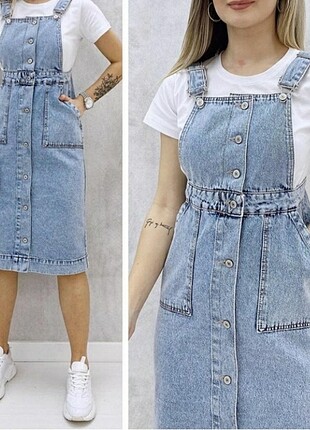 Denim salopet elbise