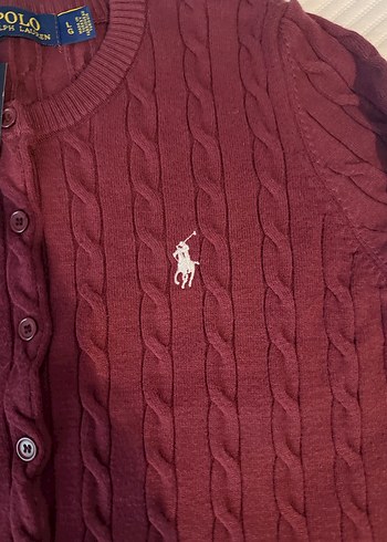 Bordo Polo Ralph Lauren Örgü Kadın Hırka - Görsel 6
