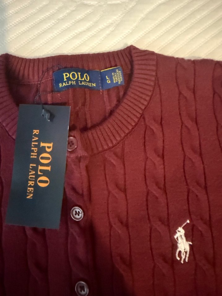 Bordo Polo Ralph Lauren Örgü Kadın Hırka - Görsel 4